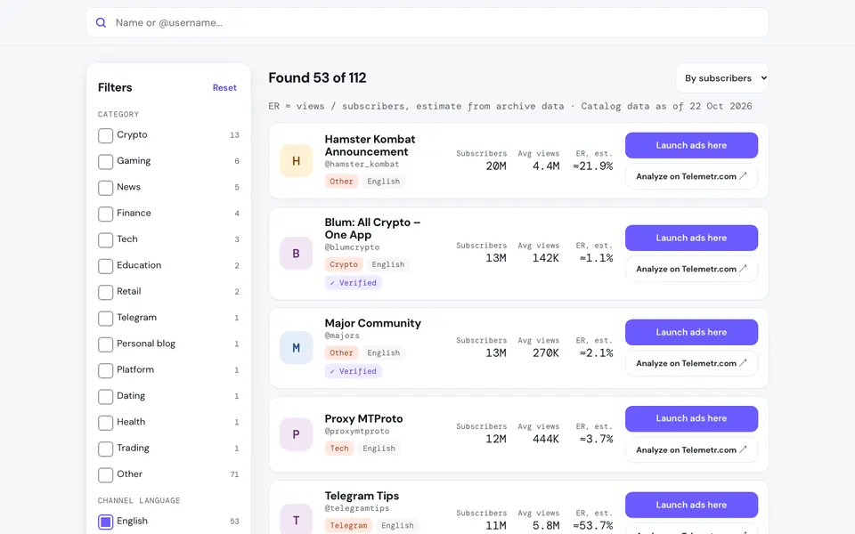 Channel directory — see the preview